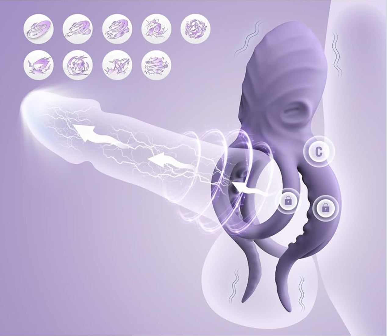Octopus – Triple Anillo con Vibración y Estimulación 360°