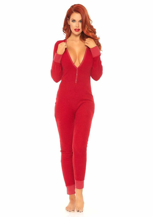 Cozy Brushed Rib Long Johns with Cheeky Snap Closure Back Flap